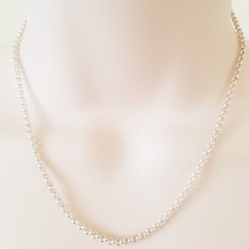 925 Sterling Silver 16 " Medium Cable Chain Spring Lock Clasp Jewelry Necklace